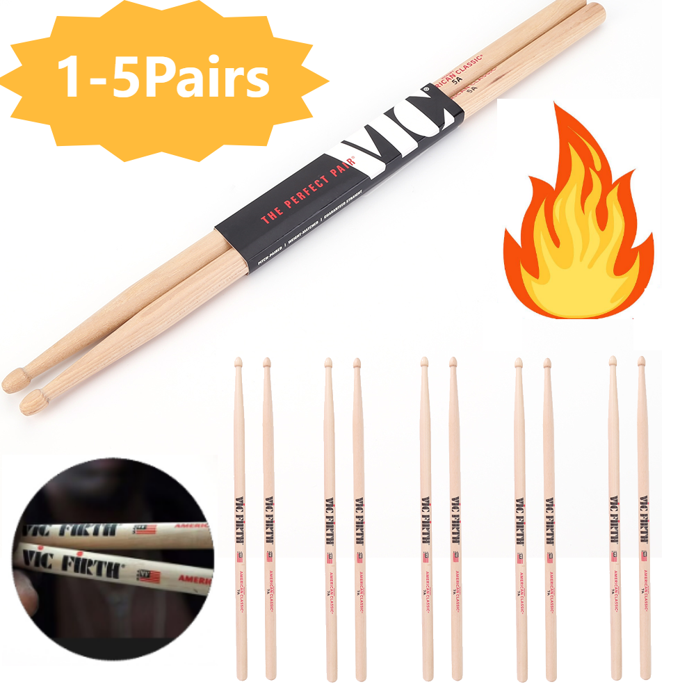 Drum Stick 5A - 1-5Pair Drumsticks 5A/7A Hickory Drumsticks Mallets