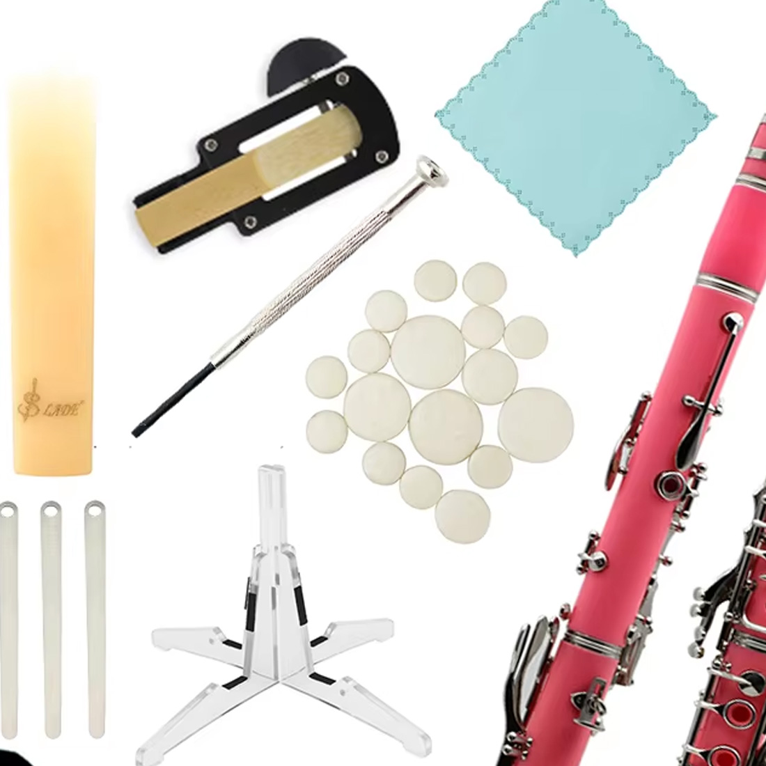 Pink Bb Clarinet B-flat Beginn – обзор и цена Clarinet Care Kit