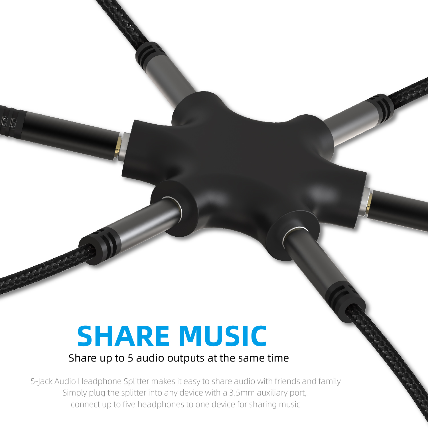 5-Way Multi Headphone Splitter – обзор и цена Audio And Music Splitter