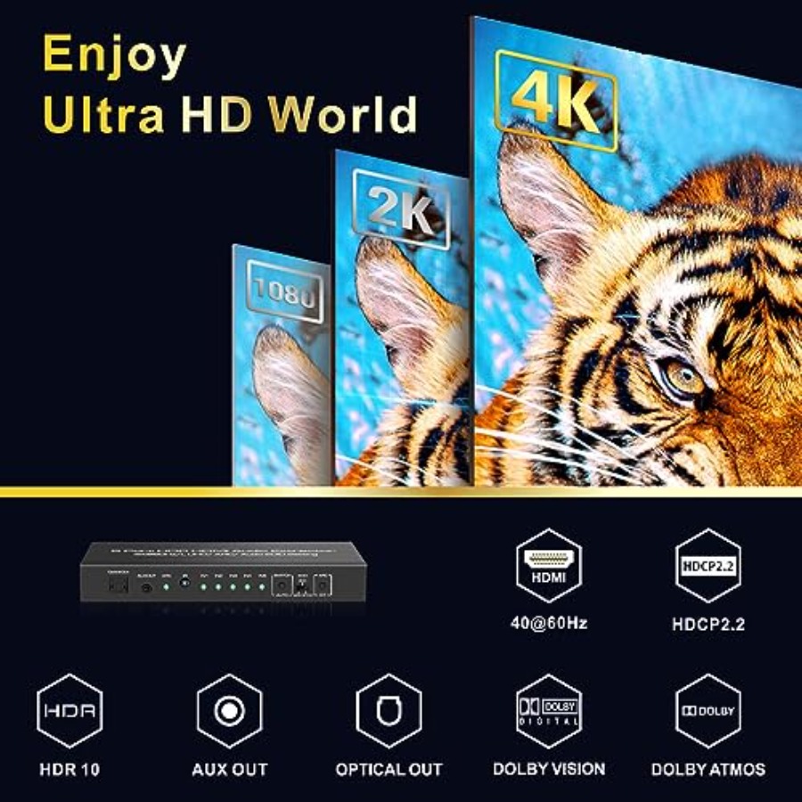 5 in 1 Out 4K@60Hz HDMI Switch – обзор и цена Audio & Music Xbox
